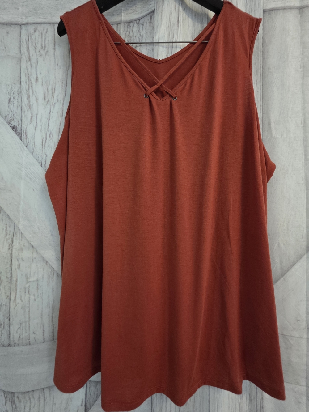 Lightweight Burnt Orange Sleeveless Tunic Tank Top 3X (24W-26W)